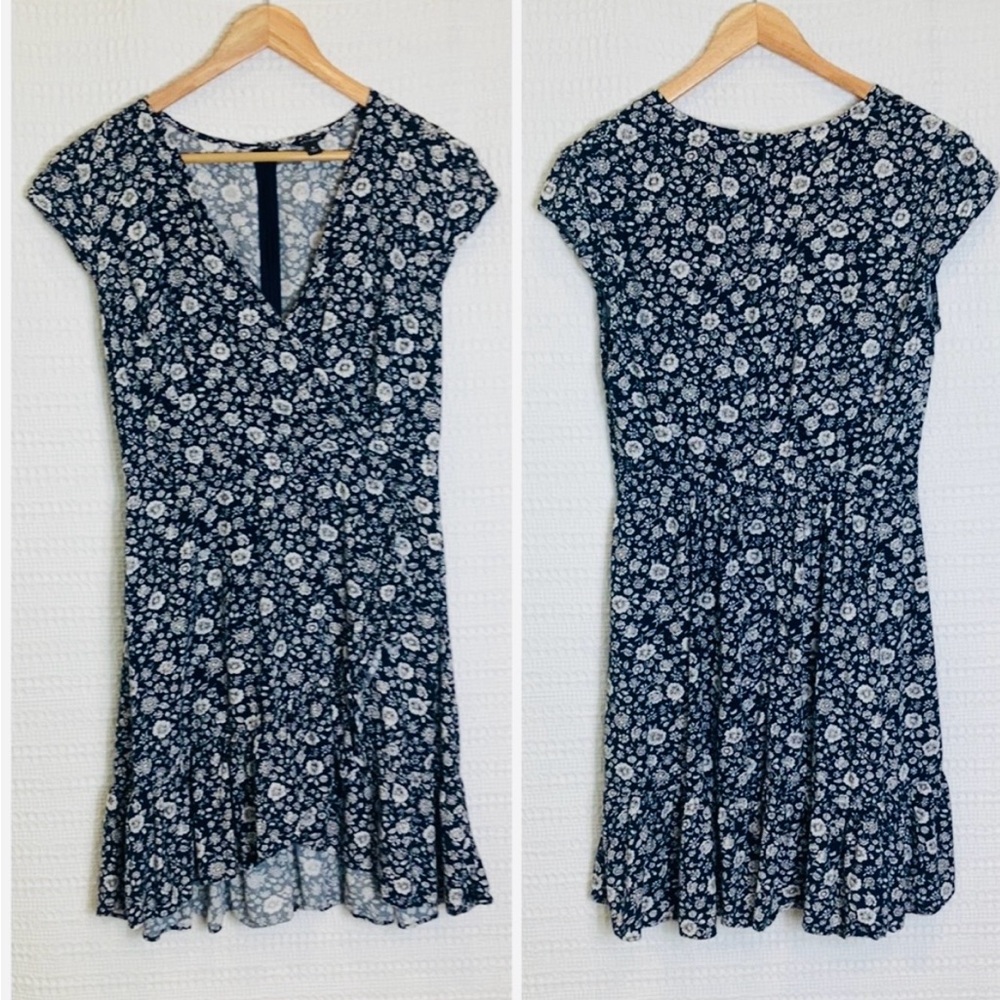 J. Crew Navy and White Floral Midi Dress